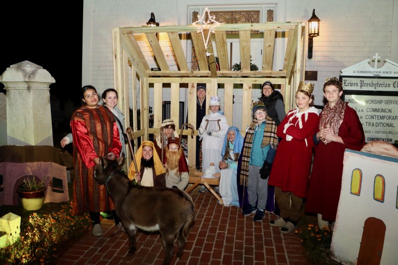Children from the Lewes Presbyterian Church youth group and Sunday school perform in a live nativity Dec. 4. For the first time, the church decided to do the event on Hospitality Night, which brought a lot of people to nearby Second Street. The nativity featured live animals from the Little Farm. The nativity was a fundraiser for Family Promise of Southern Delaware. BILL SHULL PHOTO